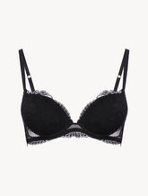 Black stretch Leavers lace push-up bra