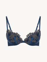 Blue silk Push-up Bra with frastaglio