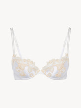 White silk Push-up Bra with frastaglio