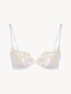 White silk Push-up Bra with frastaglio