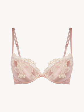 Pink silk Push-up Bra with frastaglio