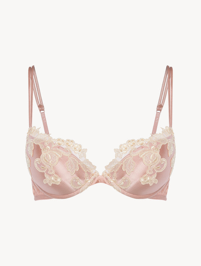 Pink silk Push-up Bra with frastaglio
