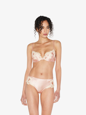 Pink silk Push-up Bra with frastaglio