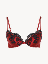 Red silk Push-up Bra with frastaglio
