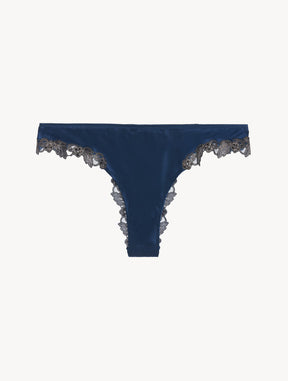 Blue silk Brazilian Briefs with frastaglio