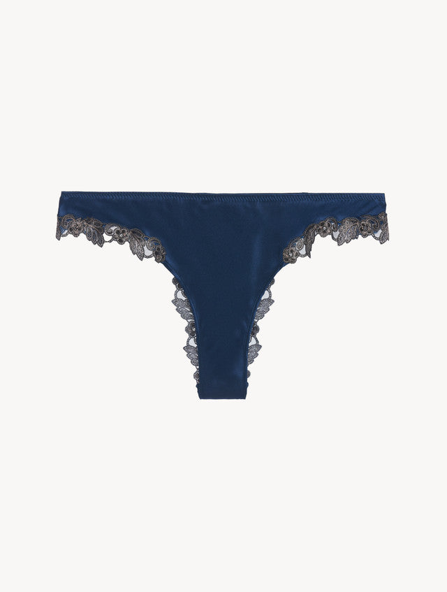 Blue silk Brazilian Briefs with frastaglio