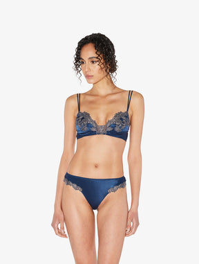 Blue silk Brazilian Briefs with frastaglio