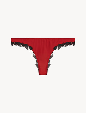 Red silk Brazilian Briefs with black frastaglio