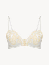 White silk Triangle Bra with ivory frastaglio