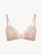 Powder Pink silk Triangle Bra with frastaglio