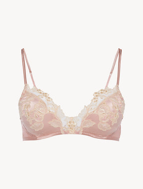 Powder Pink silk Triangle Bra with frastaglio