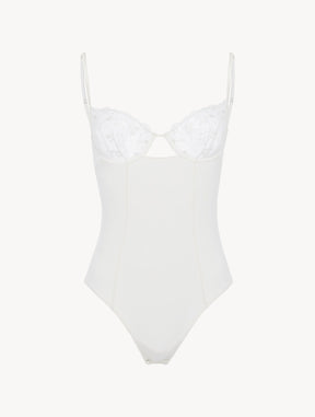 Bodysuit in Lys with embroidered tulle