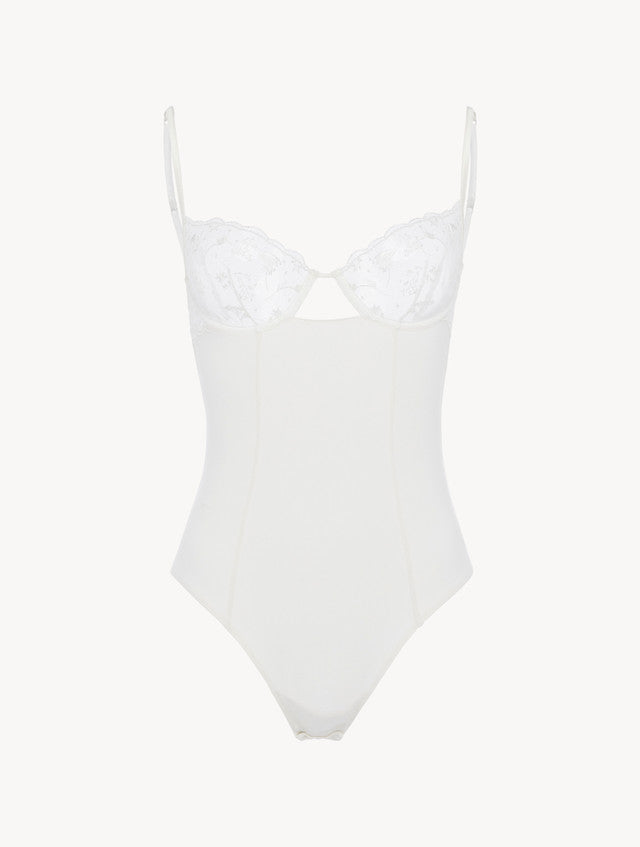 Bodysuit in Lys with embroidered tulle