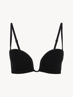 Bandeau Bra in Onyx with embroidered tulle