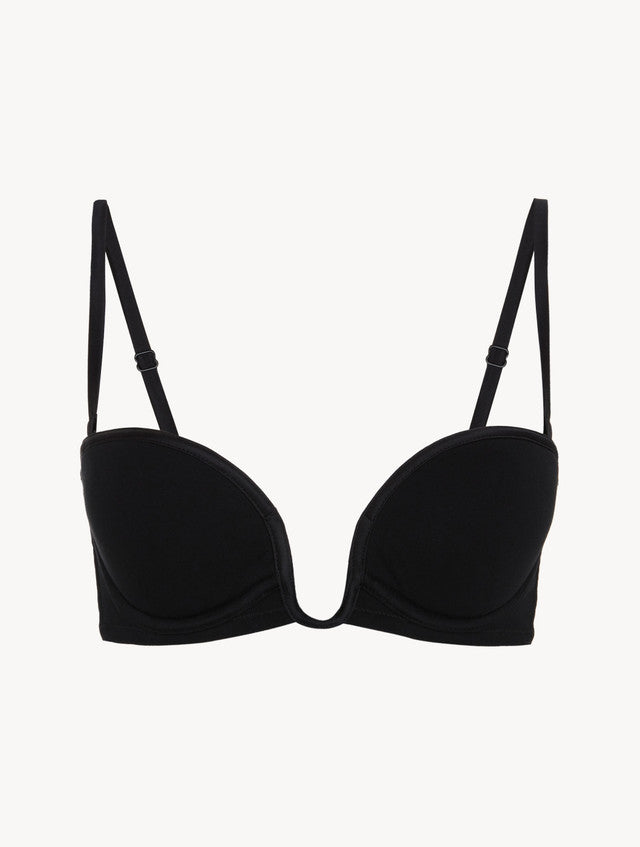 Bandeau Bra in Onyx with embroidered tulle