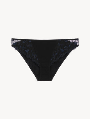 Briefs in Onyx with embroidered tulle