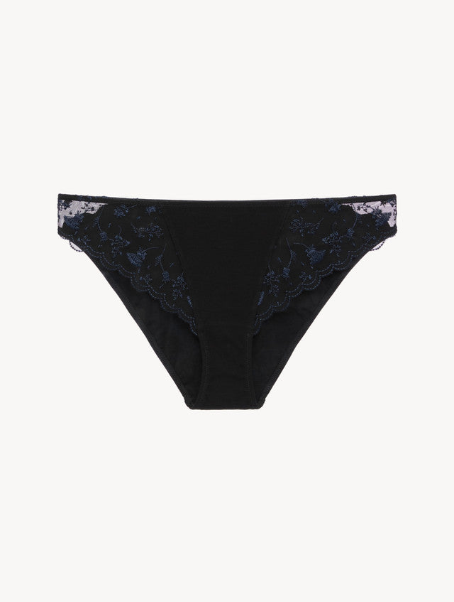 Briefs in Onyx with embroidered tulle
