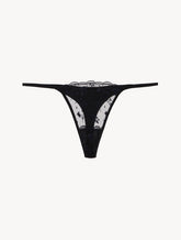 Thong in Onyx with embroidered tulle