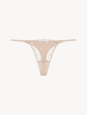 Thong in Halo and Ivory Nude with embroidered tulle