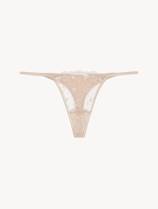 Thong in Halo and Ivory Nude with embroidered tulle