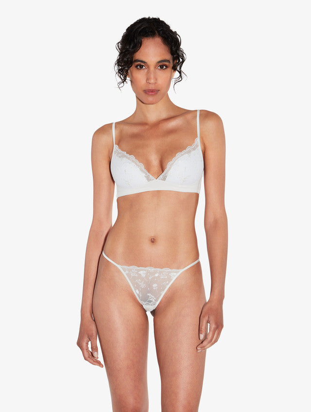 Thong in Lys with embroidered tulle