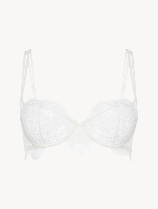 Balconette Bra with lace in Natural