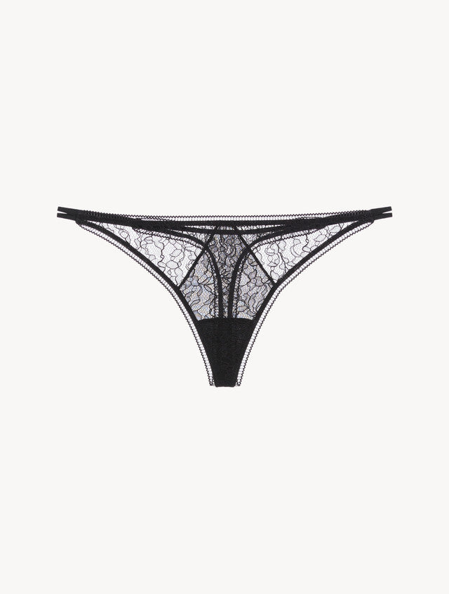 Lace Thong in Onyx
