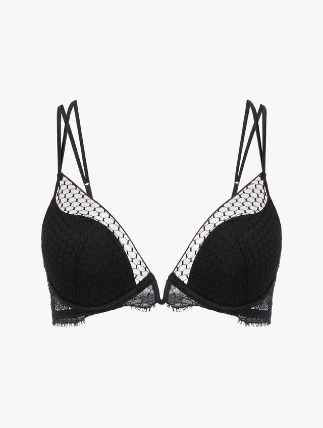 Underwired Push-Up Bra with Leavers Lace