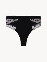 High Waisted Briefs in Onyx with embroidered tulle