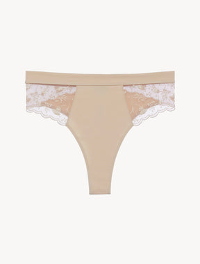 High Waisted Briefs in Halo and Ivory Nude with embroidered tulle
