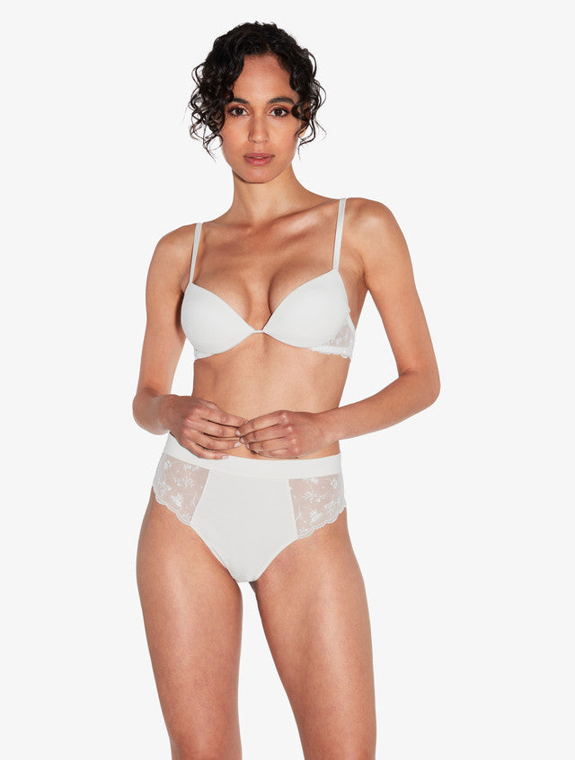 High Waisted Briefs in Lys with embroidered tulle
