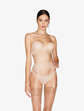 Lace Suspender Belt in Oak Blush