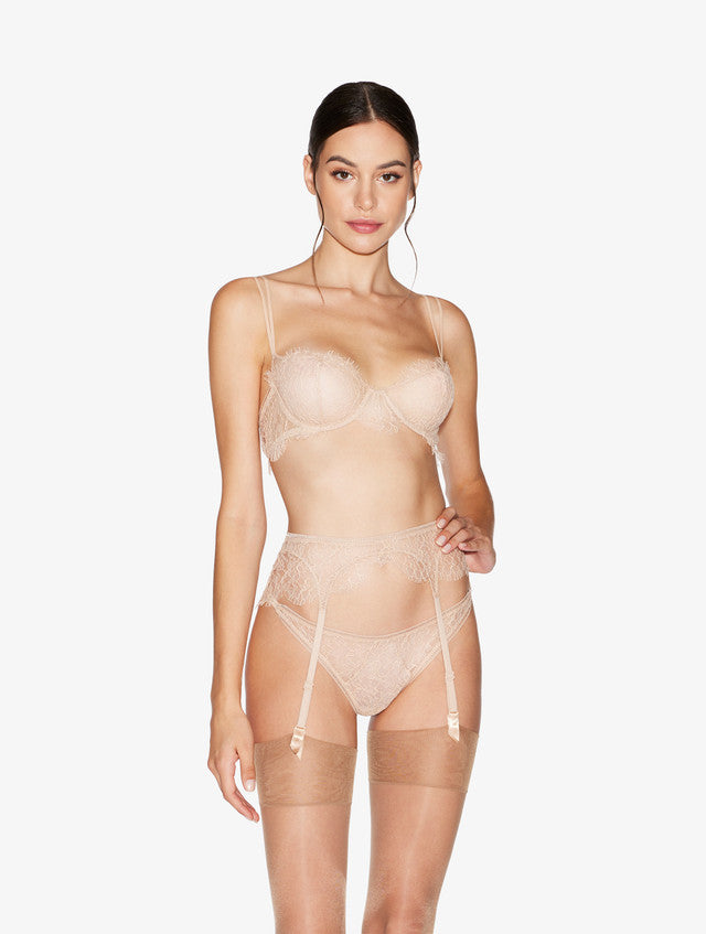 Lace Suspender Belt in Oak Blush