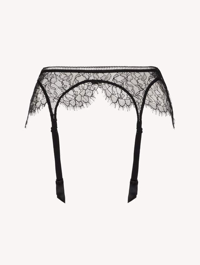 Lace Suspender Belt in Onyx