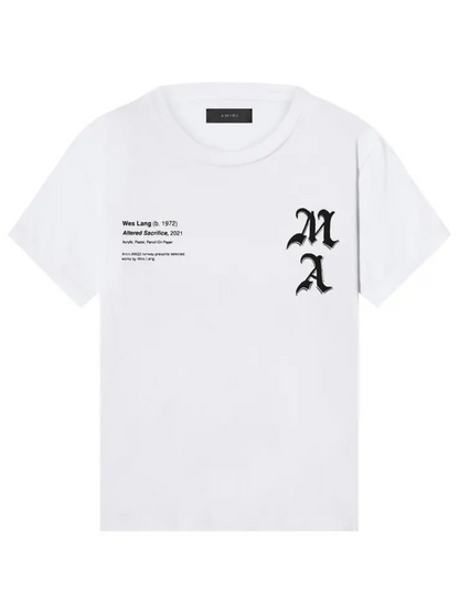 AMIRI X WES LANG CHECKER SKULL TEE WHITE