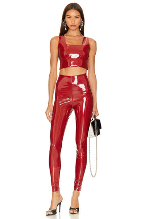 Commando Faux Patent Leather Legging in Lava