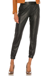 Commando Faux Leather Jogger in Black
