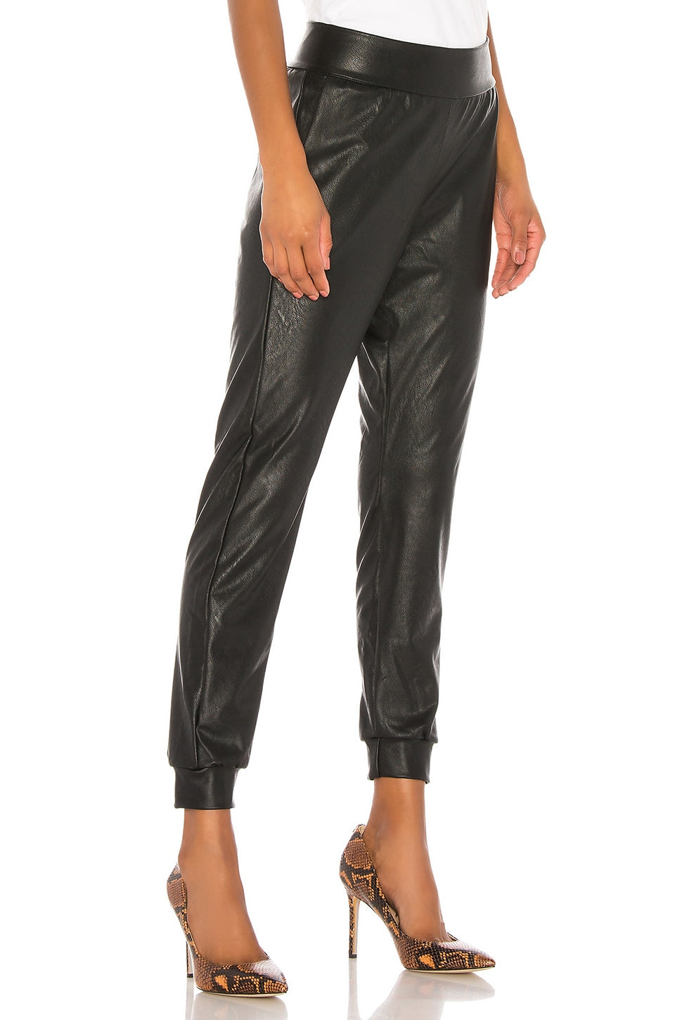 Commando Faux Leather Jogger in Black