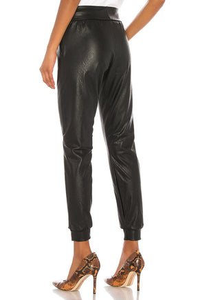 Commando Faux Leather Jogger in Black