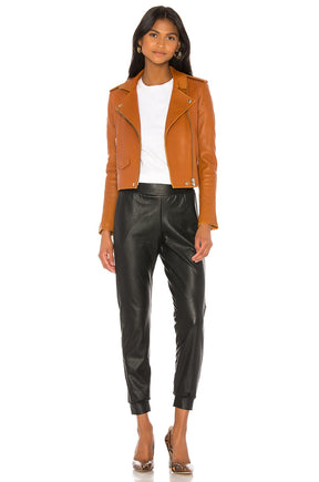 Commando Faux Leather Jogger in Black