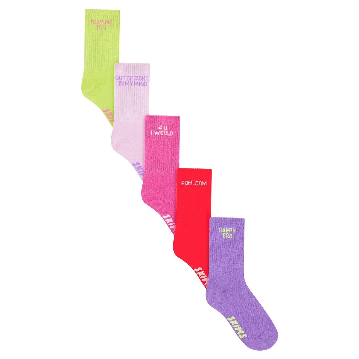 RIBBED CREW SOCK 5-PACK | DAFFODIL BABY PINK MULTI