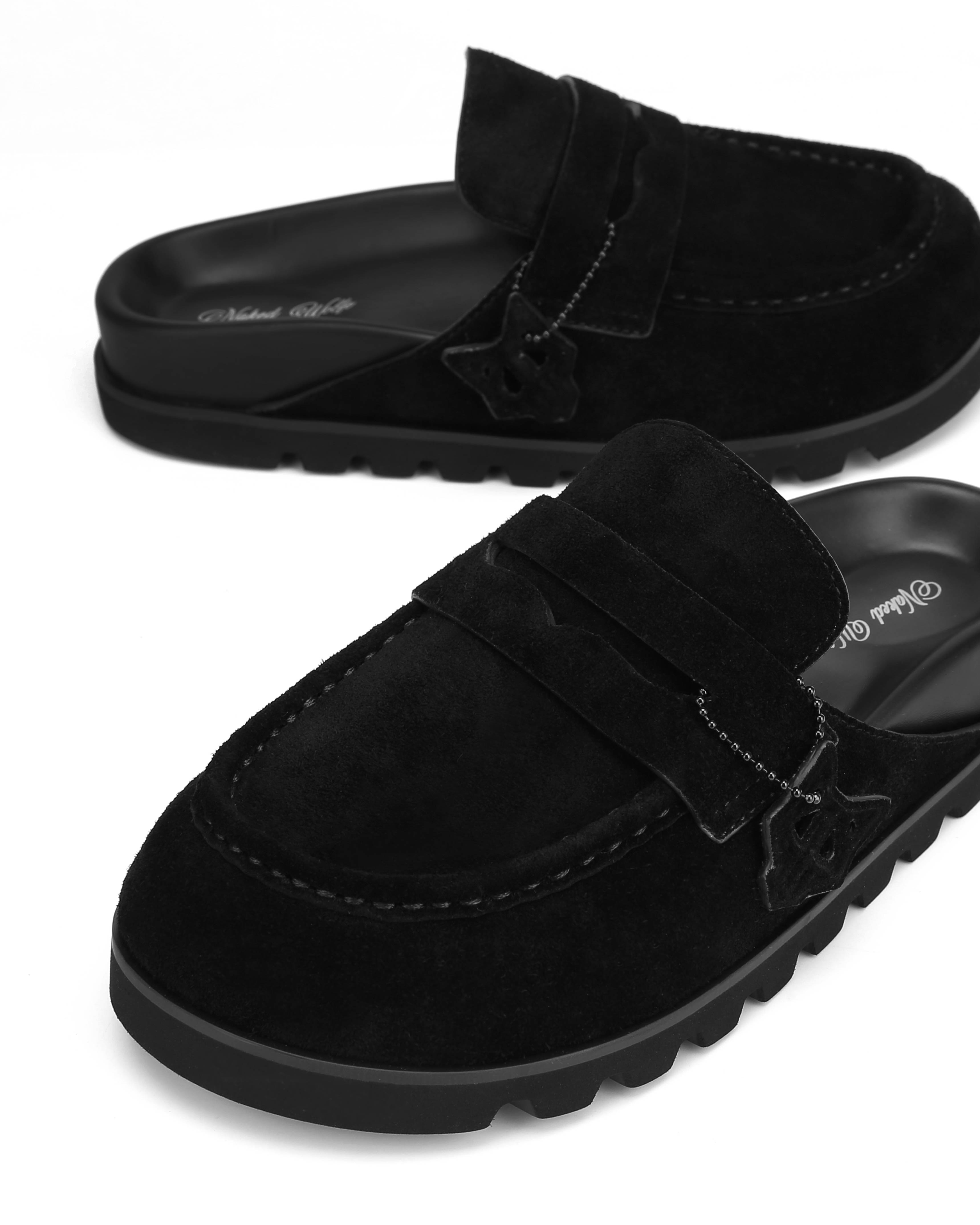 Cordless Black Hairy Cow Suede