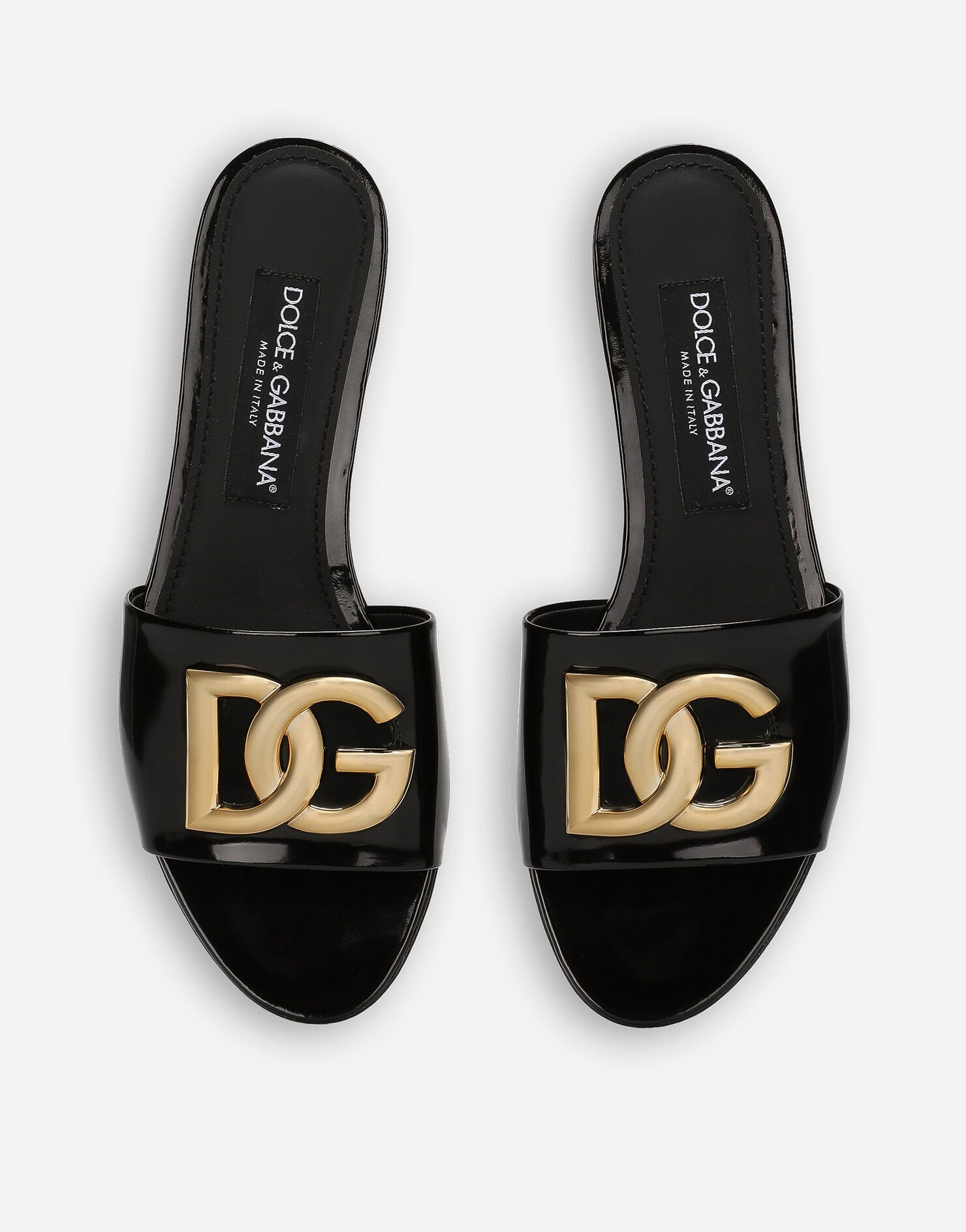 Polished calfskin sliders