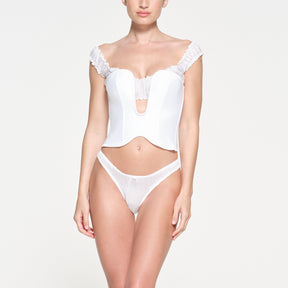 SKIMS ROMANCE SATIN PLUNGE CORSET | SNOW