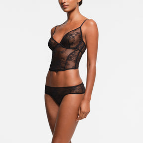 ULTRA FINE LACE PLUNGE CORSET | ONYX