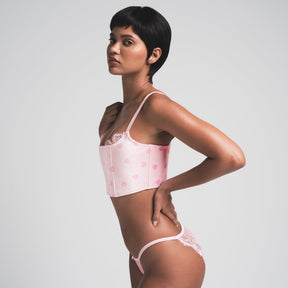 VELVET LACE CROPPED CORSET | CHERRY BLOSSOM HEART BREAKER