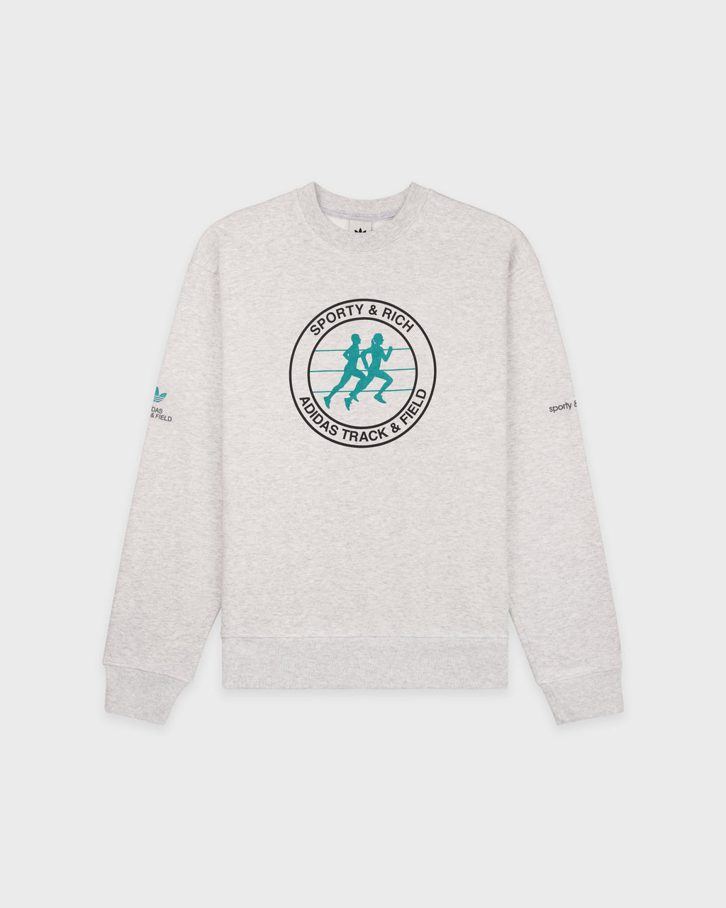 Adidas Track & Field Crewneck - Heather Gray/Faded Black/Teal