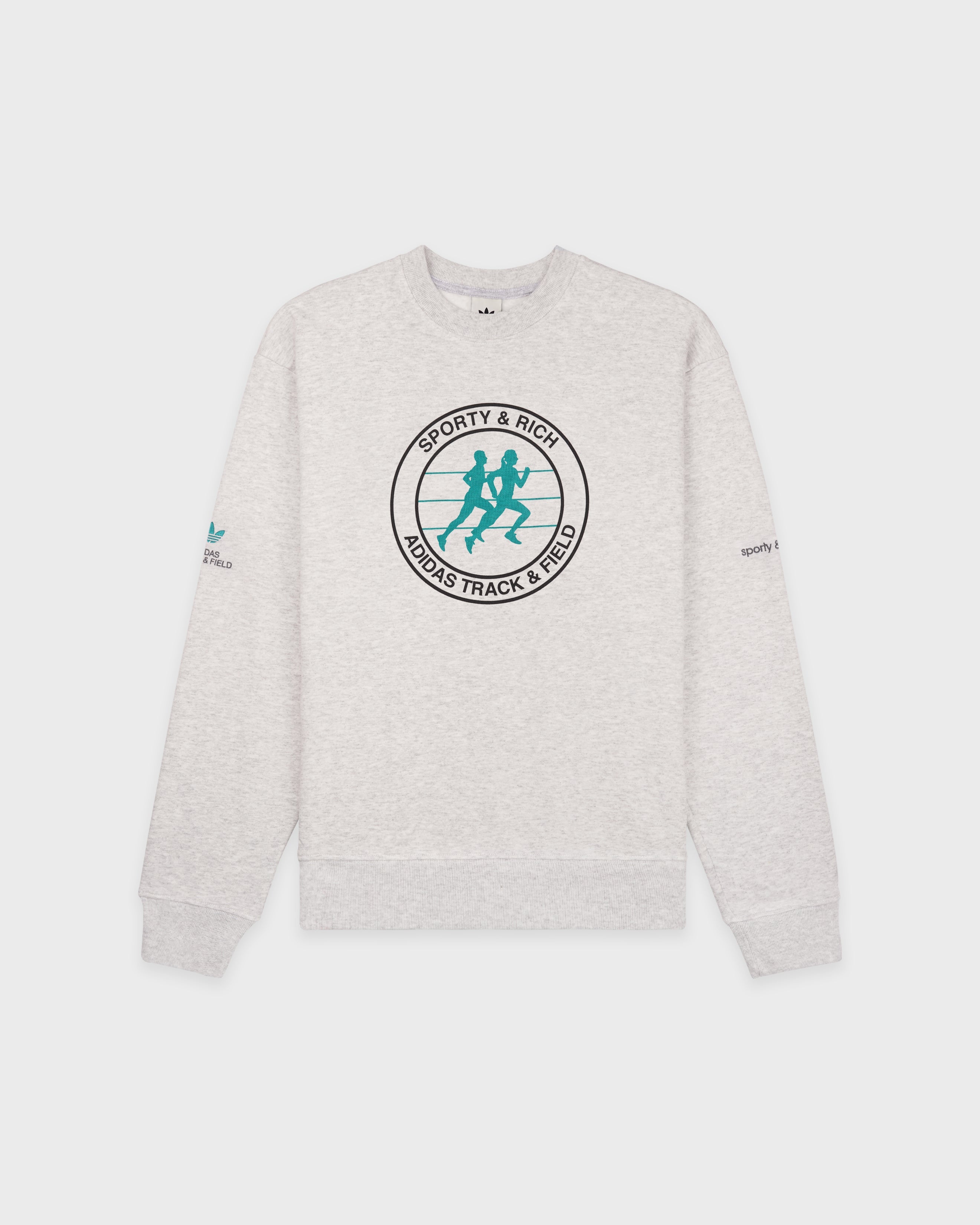 Adidas Track & Field Crewneck - Heather Gray/Faded Black/Teal