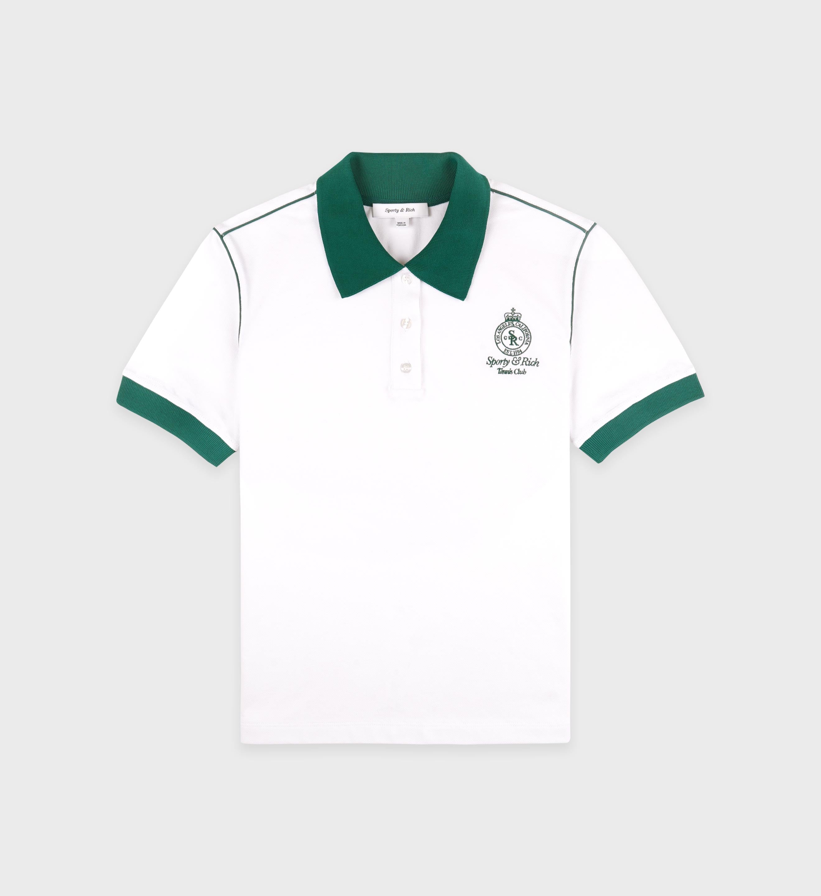 Crown 70s Pique Polo - White/Alpine
