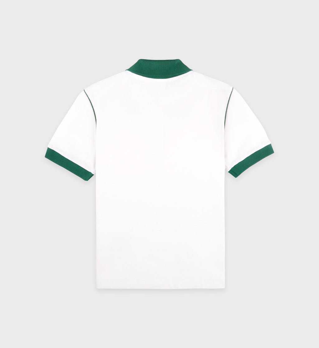 Crown 70s Pique Polo - White/Alpine